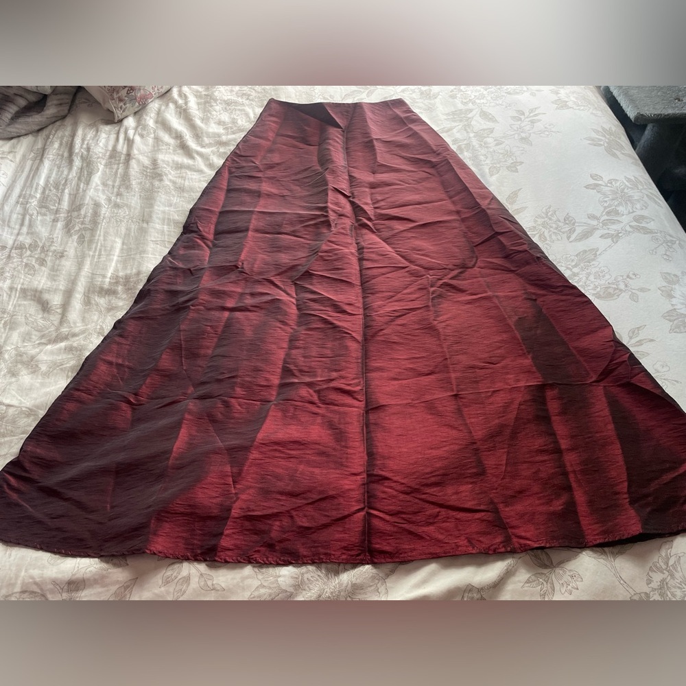 Vintage Maroon Black Metallic A Line Maxi Midi Skirt Small Vamp Whimsigoth Goth